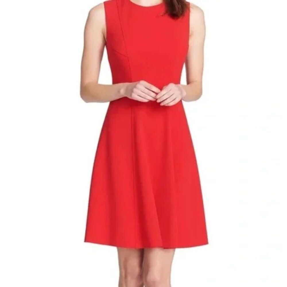 Tommy Hilfiger Red Sleeveless Fit & Flare Midi Dress Size 2 Preppy Career Party